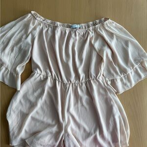 Off-Shoulder Cream Romper